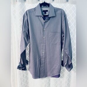 Egara Men's Purple Striped Button Down Shirt
